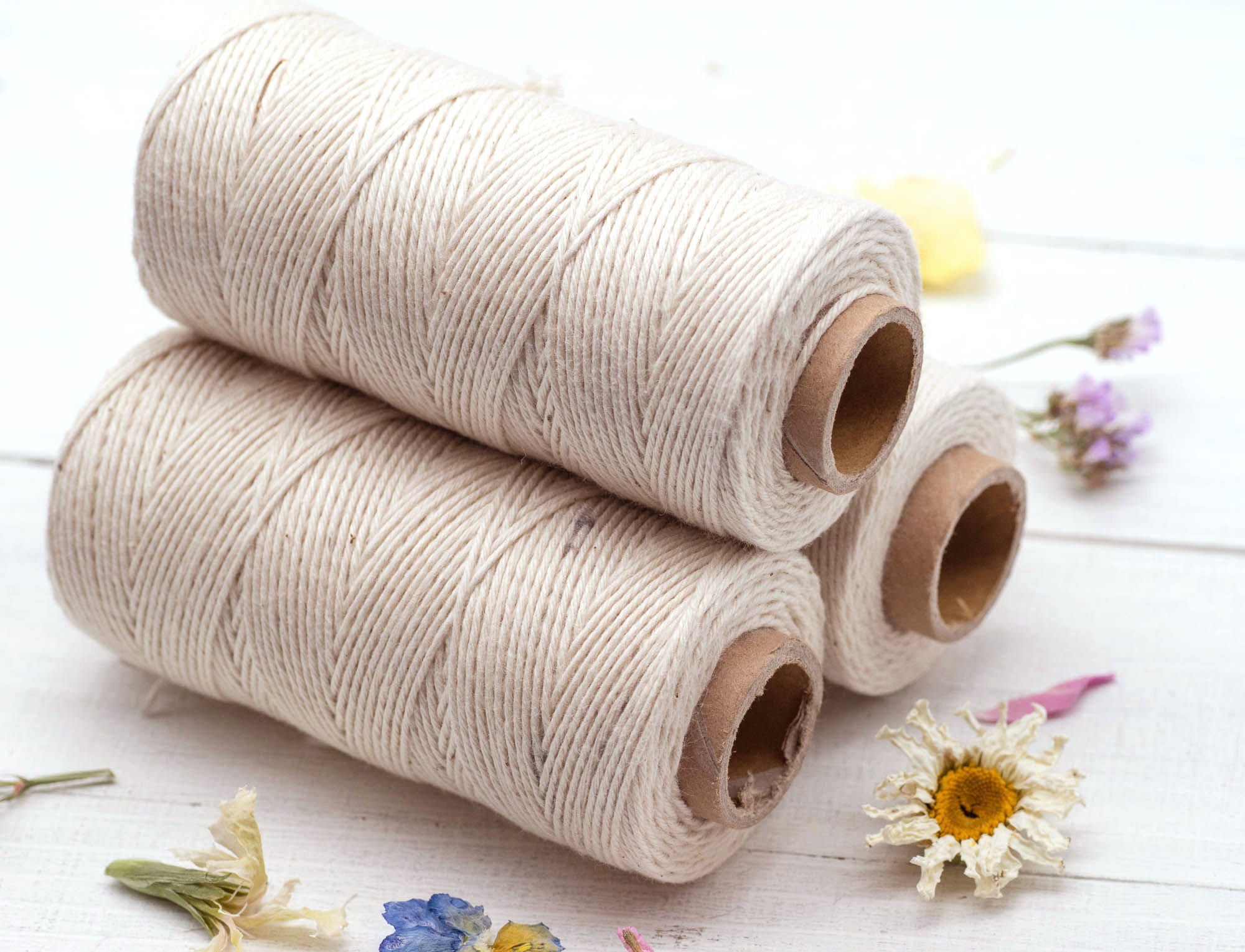 Organic Cotton Cord 1mm Approx 410 feet Natural Macrame