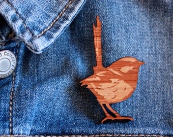 Wooden Wren Brooch - Designed and Made in Australia