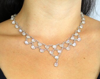 Stunning Vintage Moonstone & Silver Festoon Necklace