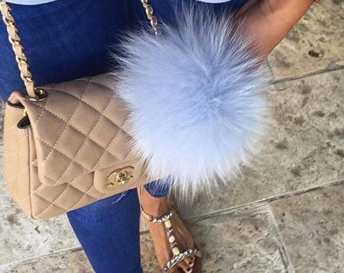 Instagram/Blogger Recommended Fur bag charm, fur pom pom keychain, fur ballkeyring purse pendant in pale blue or pale pink