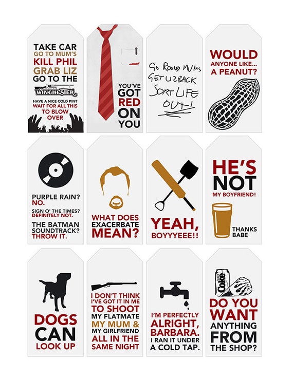 Shaun of the Dead Quote Gift Tags Printable Typography