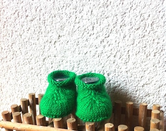 Green cotton 3 months baby shoes