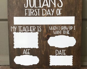 First Day Of School Sign | Dry Erase Sign | Wooden Sign | Back To School Sign | Rustic Wood Sign | Dry Erase School Sign | School Sign