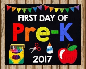 INSTANT DOWNLOAD- First Day of Pre-K Sign- School Chalkboard sign- School Digital Sign-School Photography Prop-8" x 10" image-Digital