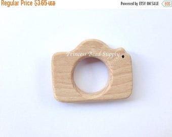 SALE Camera Natural Wood Teether, Natural Wooden Camera Teether, Natural Unfinished Wood Teether, Natural Wooden Teether