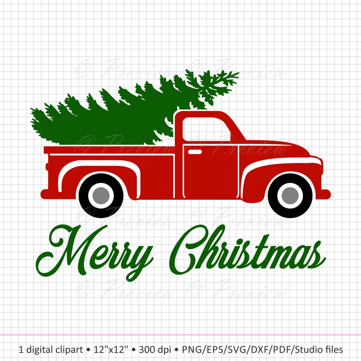 Buy 2 Get 1 Free Digital Clipart Christmas Tree Truck