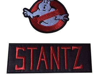 Ghostbusters No Ghost With Stantz Red on Black Name Tag Costume Patch Set of 2