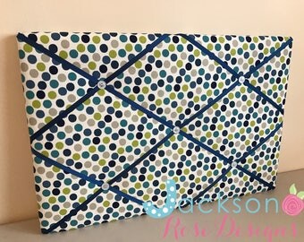 Handmade fabric memo board - Prestigious Petit Pois Cornflour Pin/Notice/Memo/Photo Board/Custom made, Choice of sizes, FREE UK postage