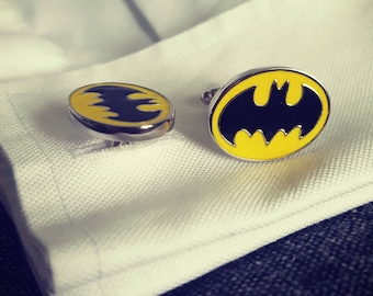 Batman cufflinks men's black Dark Knight cufflinks DC Superhero cufflinks