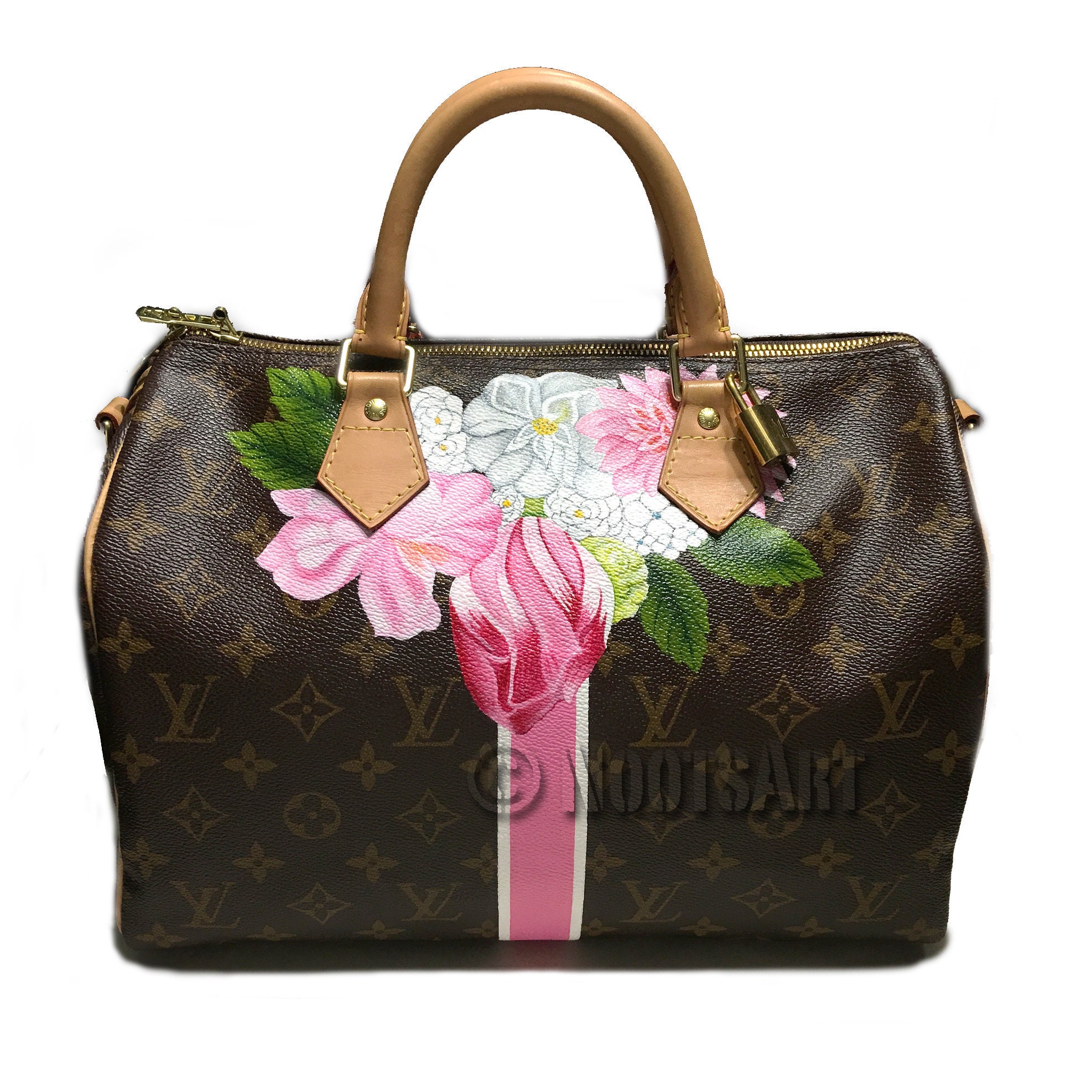 Custom hand painted Louis Vuitton bag...Monogram...Customer