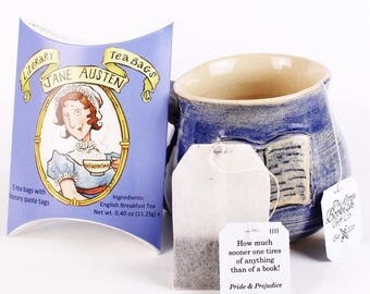 Jane Austen Literary Tea Bags - Three Pouches of 5 Individually Tagged Teabags Featuring Quotes from Austen's Classic Novels. Literary Gifts