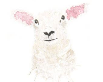 Spring Lamb Watercolour Print