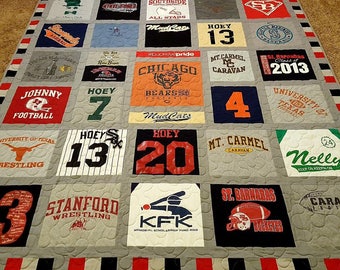 TShirt Quilt Memory Blanket Custom Made From Your Own Tees