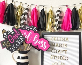 Photo Booth Props | Pink and Gold Photo Booth Props | Women's Empowerment Photo Booth Props | Women's Group Photo Booth Props | Motivational
