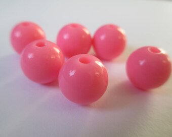 10 pink acrylic beads 10mm