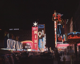 Vtg Color Transparent Photo Las Vegas Casino 1960's At Night