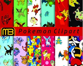 Pokemon patterns digital paper pack - printable papers - Instant download - 12x12 inches papers - for home printing - DIY