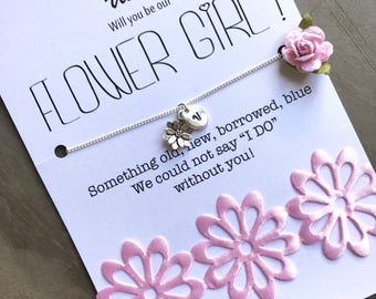 Asking flower girl, Flower girl NECKLACE, Junior bridesmaid proposal, Flower girl proposal, Will you be my flower girl, Flower girl gift,B31