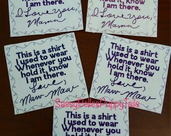 Memory pillow PATCH, patch for memorial pillow, iron on patch for pillow, handwriting signature, iron on or sew on, pillow patch