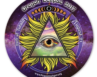 EC038 - Oregon - All Seeing Eye Total Solar Eclipse 2017 Souvenir Sticker (or MAGNET)