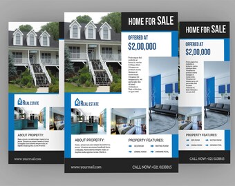 Printable Real Estate Flyer Template , Relator Flyer | Photoshop Template | Instate Download