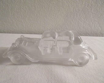 Vintage Frosted Glass Old Ford Paper Weight/Display