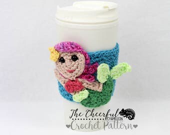 Crochet Pattern - Mermaid Crochet Pattern - Coffee Cozy Pattern - Coffee Sleeve pattern - Mermaid Coffee Holder - Crochet Mermaid Pattern