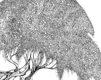 Original Ink drawing - Treetop of circles