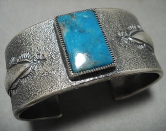 Signed NAVAJO B. Lee Tufa Cast Sterling Silver & BirdsEye