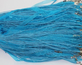 3 organza and turquoise blue color cotton twist