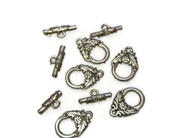 5 X silver plated toggle clasps