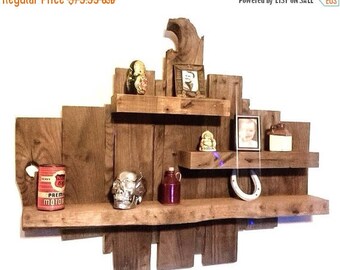 ON SALE Raw Wood Shelf - Reclaimed Wood Shelves - Rustic Wooden Shelves - Pallet Wood Shelf - Wooden Display Shelf - Rustic Home Decor - Raw