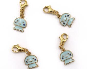 Knitting Stitch Marker - Jellyfish - Knitting Crochet Charm - Gold Plated - Progress Keeper - Lobster Clasp - Summer Stitch Marker