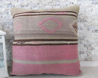Decorative Pillow Vintage Tribal Kilim Lumbar Pillow 18x18 Turkish Kilim Pillow Bohemian Home Decor Pillows Rustic Pillow Ethnic Pillow
