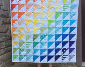Rainbow Baby Quilt, Baby Girl Quilt, Modern Baby Quilt, Crib Quilt, Baby Blanket, Baby Gift