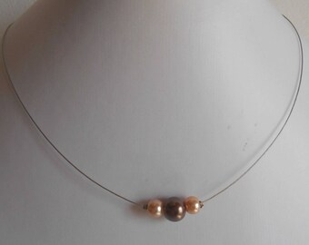 Simple Brown and cream wedding necklace