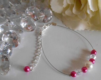 Bracelet "collection harmony" fuchsia and ivory
