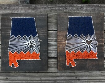 Auburn university state string art, auburn university decor, war eagle, auburn tigers, auburn alabama, auburn chevron, gallery wall