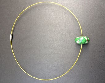yellow and green polymer clay pendant necklace