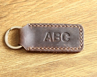 Custom leather keychain monogram keychain initial keychain personalized mens keychain customized leather key chain key tag