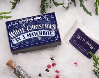 White Christmas In A Matchbox - Expanding Snow - Christmas Gift For Children - Stocking Filler - Secret Santa - Build A Snowman