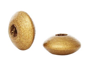 100 beads in the shape of Olive wood 10mm gold / Perle Round Plate