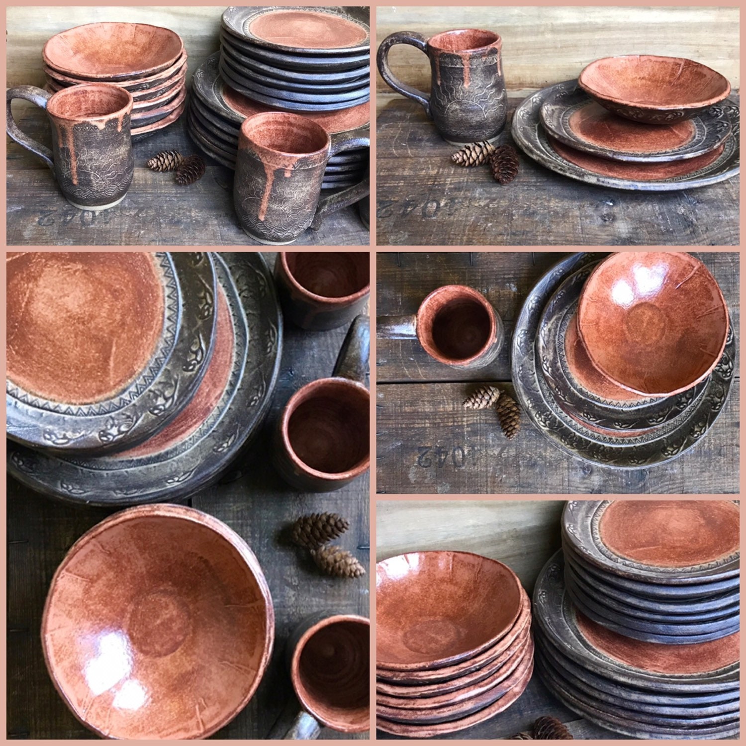 Rustic Wild Buffalo Dinnerware Set Native American Dinner