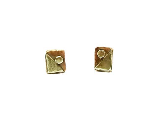 One of a Kind Mixed Metal Stud Earrings, Sterling Silver and Copper Post Earrings, Unique Birthday Gift, Gift for Her
