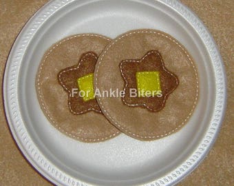 Felt Food Pancakes - Two Pancakes With Syrup and Butter - Play Food - Felt Food - Kids Pretend Food - Quiet Play