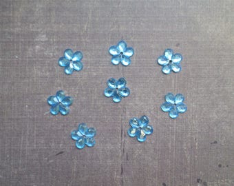 Lot 50 rhinestones form flower 1.1 cm Blue