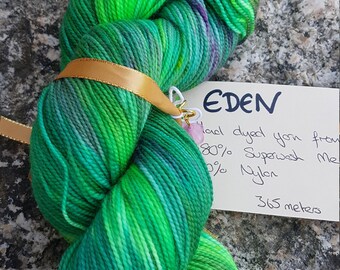 Hand dyed sock yarn 100g Eden