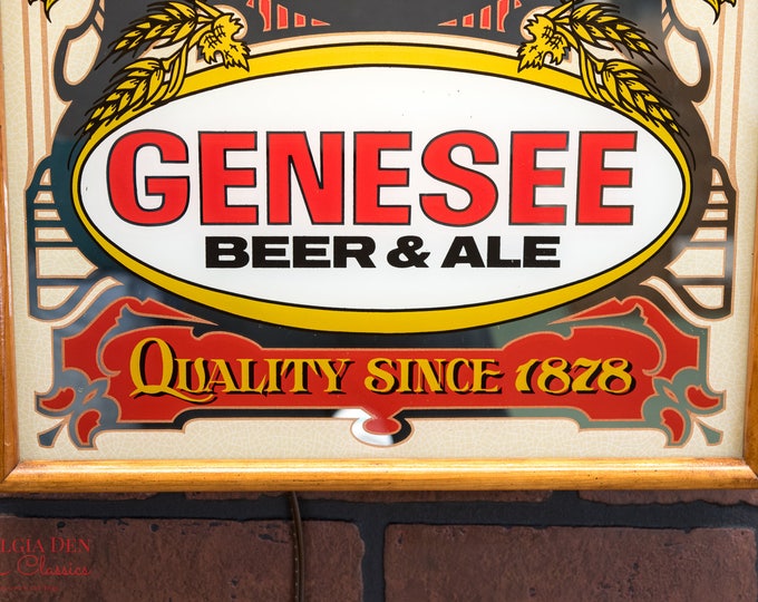 Genesee Beer & Ale Illuminated Clock | Lighted Clock Mirror | Vintage Breweriana