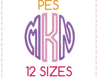 Circle Applique Monogram Font 12 Sizes, Monogram Fonts Embroidery Font ,Machine Embroidery PES Format,Monogram Embroidery,Monogram Font