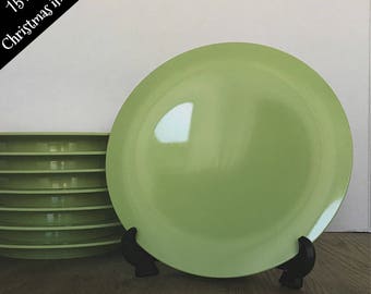 Tupperware plate set, Vintage Tupperware, Christmas in July, Green, Lime, Pastel green, Bread Plate, 4574A-2, set of 8, Salad plates